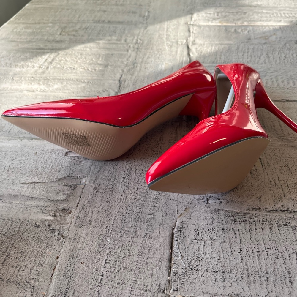 SHEIN Glossy Red Pointed Heels (Never Worn)